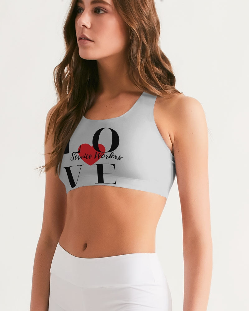 Love Service Workers Women's All-Over Print Seamless Sports Bra