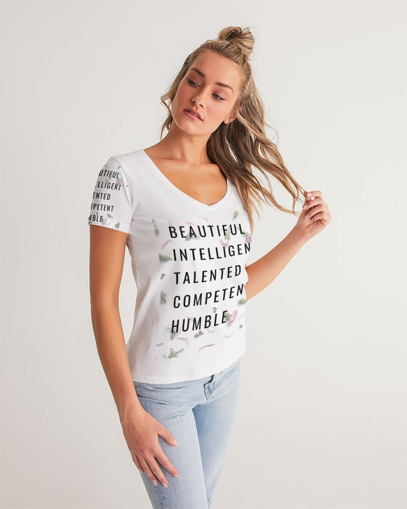 Women's V-Neck Tee-Beautiful B*%$h