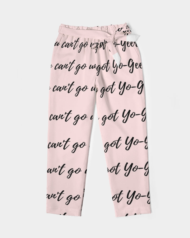 Women's Belted Tapered Pants-Pink