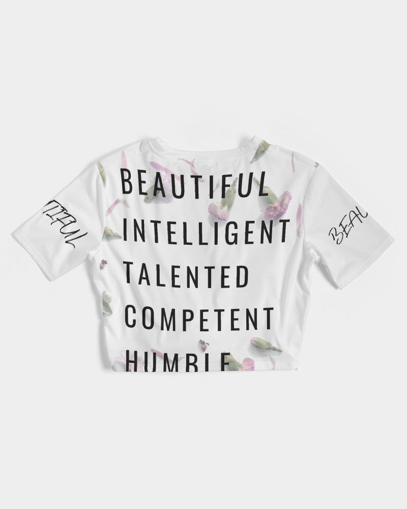 Women's Twist-Front Cropped Tee-Beautiful B*%$h