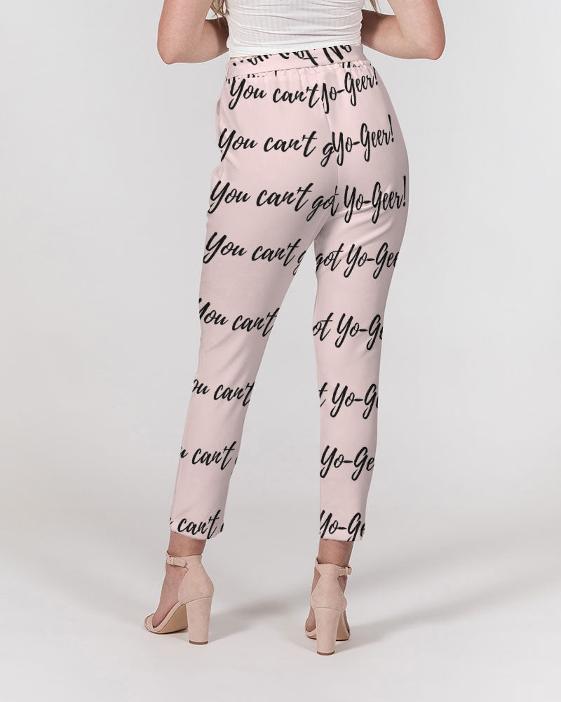 Women's Belted Tapered Pants-Pink