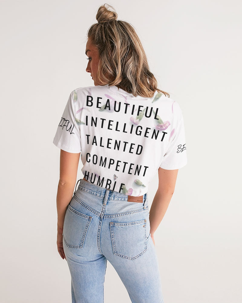 Women's Twist-Front Cropped Tee-Beautiful B*%$h