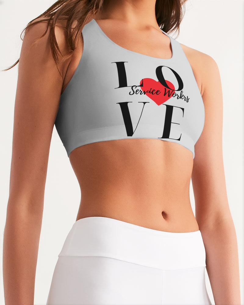 Love Service Workers Women's All-Over Print Seamless Sports Bra