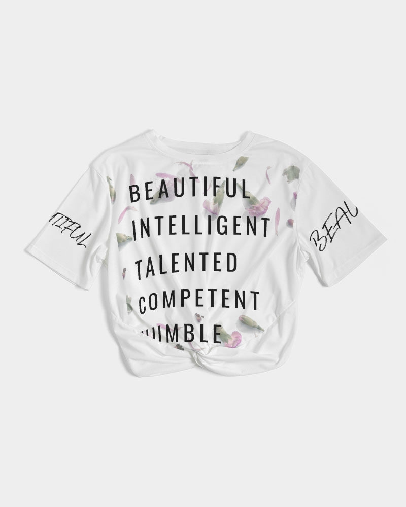Women's Twist-Front Cropped Tee-Beautiful B*%$h