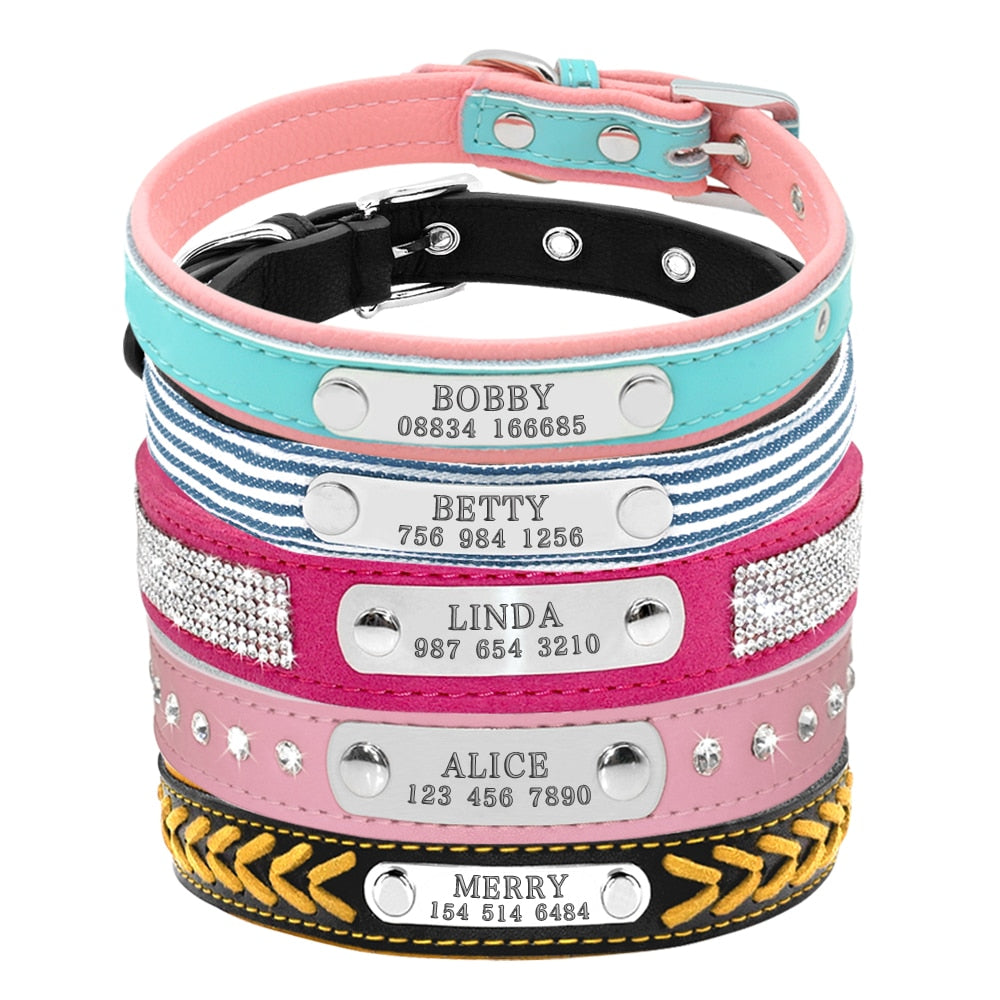 Pet Tag ID Collar-Personalized/Engraved Rhinestone
