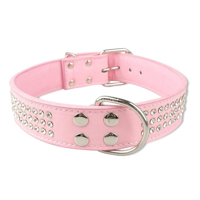 Rhinestone/Leather 1.5inch Wide For Medium Large Dogs